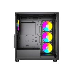 Gembird Fornax X450MAX ARGB kaljeno steklo črn RGB ventilatorji, USB C, Gaming računalniško ohišje (CCC-FC-X450MAX)