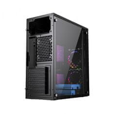 Gembird Fornax M100RGB kaljeno steklo črno RGB ventilator ATX, Gaming računalniško ohišje (CCC-FC-M100RGB)