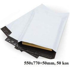 PIGO Vrečka za pošiljanje pvc 550x770+50mm 55um bela 50 kos