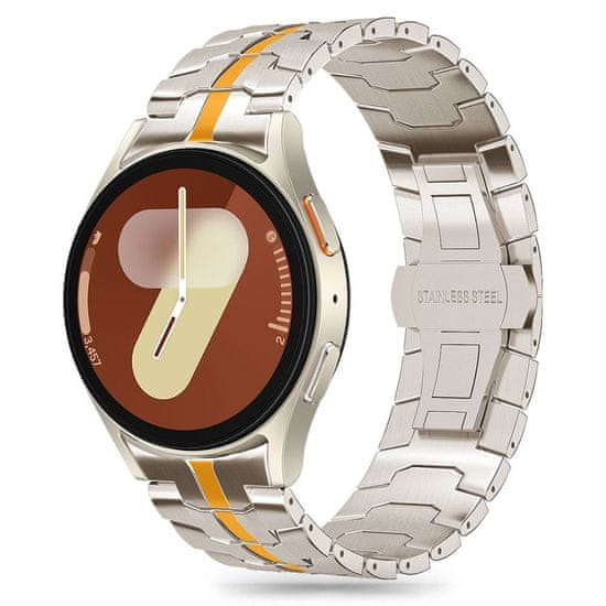 Tech-protect Stainless Line pašček za Samsung Galaxy Watch 4 / 5 / 5 Pro / 6 / 7 / FE, titanium/orange