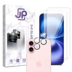 JP JP Combo pack, Komplet 2 kaljenih stekel in 2 stekel za kamero, iPhone 16 Plus