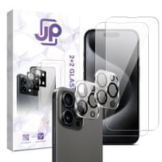 JP JP Combo pack, Komplet 2 kaljenih stekel in 2 stekel za kamero, iPhone 15 Pro