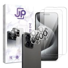 JP JP Combo pack, Komplet 2 kaljenih stekel in 2 stekel za kamero, iPhone 15 Pro Max