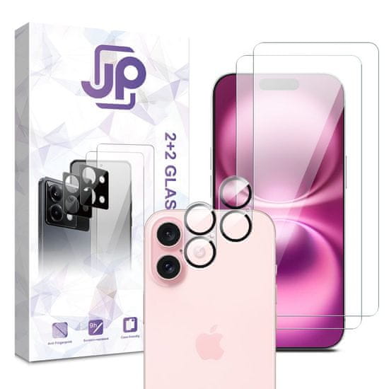 JP JP Combo pack, Komplet 2 kaljenih stekel in 2 stekel za kamero, iPhone 16