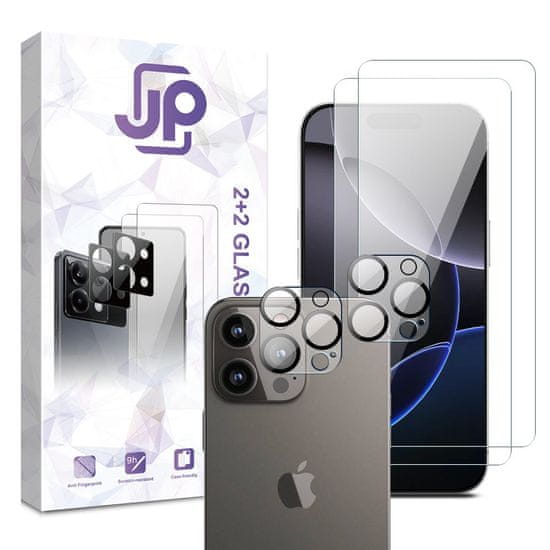 JP JP Combo pack, Komplet 2 kaljenih stekel in 2 stekel za kamero, iPhone 16 Pro Max