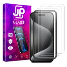 JP JP Long Pack Kaljeno steklo, 3 stekla za telefon z aplikatorjem, iPhone 15 Pro