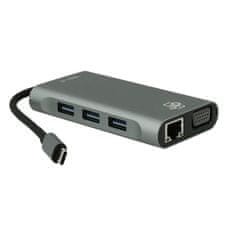 JP JP Hub 8v1, USB-C do 2x HDMI / VGA / LAN / 3x USB 3.0 / USB-C PD, siva