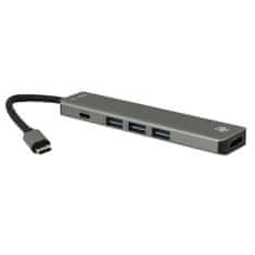 JP JP Hub 5v1, USB-C na HDMI / 3x USB 3.0 / USB-C PD, siva