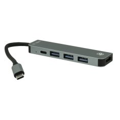 JP JP Hub 5v1, USB-C na HDMI / 3x USB 3.0 / USB-C, siva