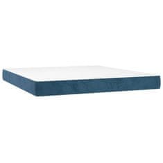 Vidaxl Box spring postelja z vzmetnico temno modra 160x200 cm žamet