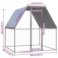 Vidaxl Zunanji kokošnjak 2x2x2 m pocinkano jeklo