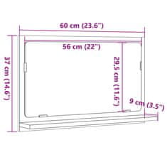 Vidaxl Kopalniška omarica z ogledalom betonsko siva 60x11x37 cm les