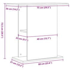 Vidaxl Stojalo za akvarij starinski les 36x75x72,5 cm inženirski les