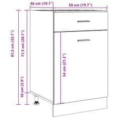 Vidaxl Spodnja omarica s predalom starinski les 50x46x81,5 cm inž. les