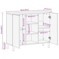 Vidaxl Komoda črn 90x33x75 cm inženirski les