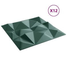 Vidaxl Stenski paneli 12 kosov zeleni 50x50 cm XPS 3 m² diamant