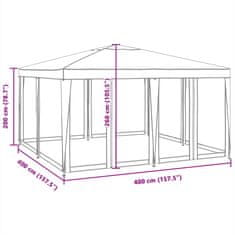 Vidaxl Vrtni šotor z 8 mrežastimi stranicami zelen 4x4 m HDPE