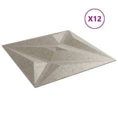 Vidaxl Stenski paneli 12 kosov beton 50x50 cm XPS 3 m² zvezda