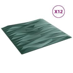 Vidaxl Stenski paneli 12 kosov zeleni 50x50 cm XPS 3 m² kamen