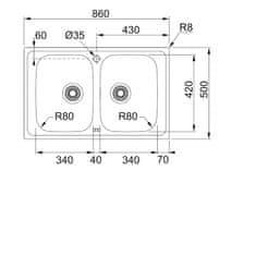 Franke dvojno korito iz nerjavečeja jekla SKX 620-86