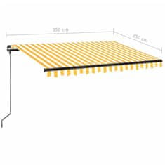 Vidaxl Ročno zložljiva tenda z LED lučmi 350x250 cm rumena in bela