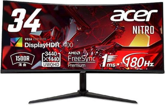 Acer Nitro XZ342CUV3BMiiphx monitor, 34, UWQHD, VA, 1 ms, 1500R (UM.CX2EE.305)