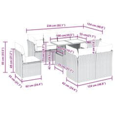 Vidaxl Vrtna garnitura 9-delna z blazinami bež poli ratan