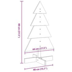 Vidaxl Lesena novoletna jelka za okras bela 80 cm trdna borovina