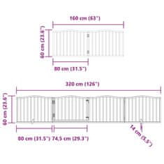 Vidaxl Ograda za pse z vrati zložljiva 6 panelov bela 480 cm les