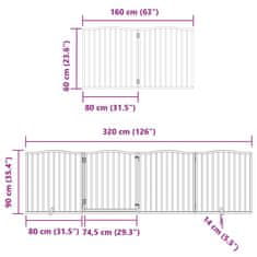 Vidaxl Ograda za pse z vrati zložljiva 8 panelov rjava 640 cm les