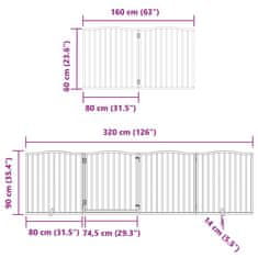 Vidaxl Ograda za pse z vrati zložljiva 8 panelov 640 cm topolovina