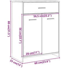 Vidaxl Kopalniška omarica artisan hrast 60x33x80 cm inženirski les