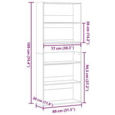 Vidaxl Knjižna omara betonsko siva 80x30x189 cm inženirski les