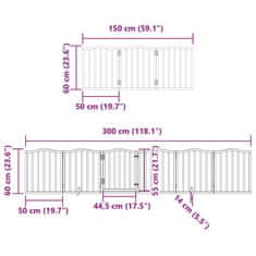 Vidaxl Ograda za pse z vrati zložljiva 12 panelov rjava 600 cm les