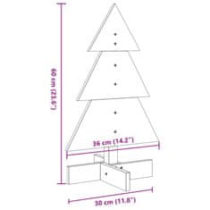 Vidaxl Lesena novoletna jelka za okras 60 cm trdna borovina