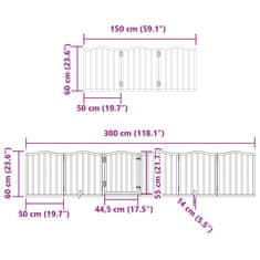 Vidaxl Ograda za pse z vrati zložljiva 15 panelov bela 750 cm les