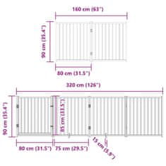 Vidaxl Ograda za pse z vrati zložljiva 8 panelov 640 cm topolovina