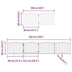 Vidaxl Ograda za pse z vrati zložljiva 8 panelov 640 cm topolovina