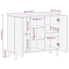 Vidaxl Komoda 90x33,5x75 cm trden robusten mangov les in kovina