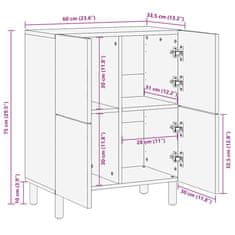 Vidaxl Komoda 60x33,5x75 cm trden robusten mangov les in kovina