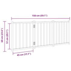 Vidaxl Vrata za pse zložljiva 3 paneli rjava 150 cm topolovina