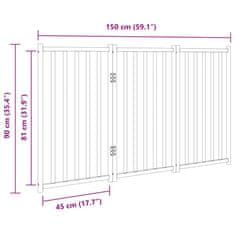 Vidaxl Vrata za pse zložljiva 3 paneli rjava 150 cm topolovina