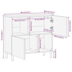 Vidaxl Komoda 80x33,5x75 cm trden robusten mangov les in kovina