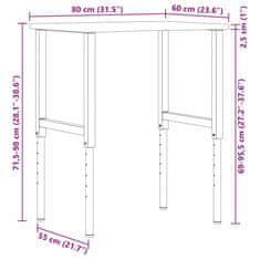 Vidaxl Delovna miza temno rjava 80x60x(71,5-98) cm trdna hrastovina