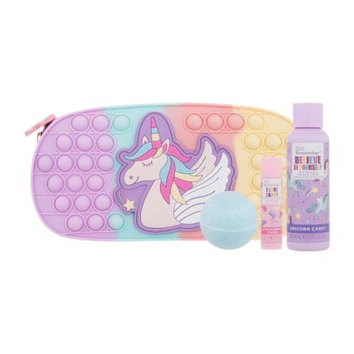 Baylis & Harding Beauticology Pop Beauty Pencil Case Set kopalna bombica 45 g + krema za prhanje Believe In Yourself 60 ml + balzam za ustnice I Love Candy 5 g + embalaža