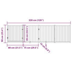 Vidaxl Ograda za pse z vrati zložljiva 4 paneli rjava 320cm topolovina