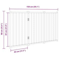 Vidaxl Vrata za pse zložljiva 3 paneli bela 150 cm trden les jelke