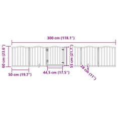 Vidaxl Ograda za pse z vrati zložljiva 6 panelov bela 300cm topolovina