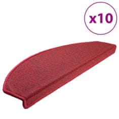 Vidaxl Preproge za stopnice 10 kosov 65x24x4 cm bordo rdeče