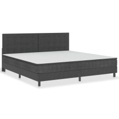 Vidaxl Boxspring postelja temno siva iz blaga 200x200 cm